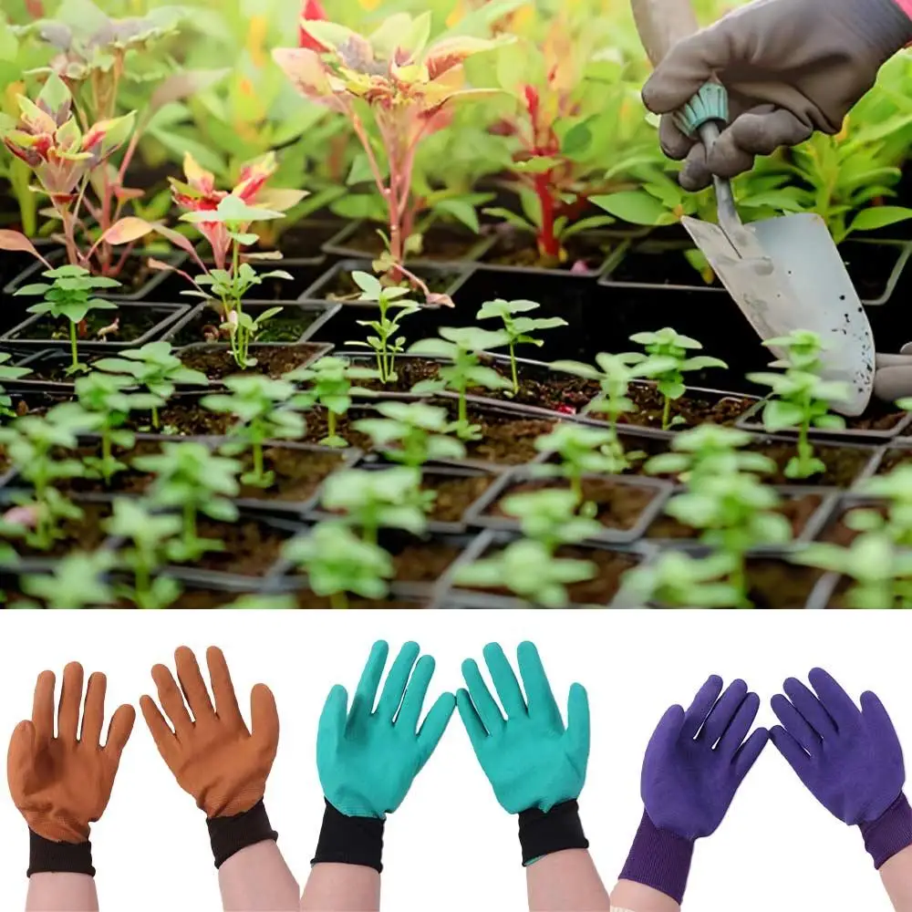 4Pairs Latex Material Gardening Gloves Prick-proof Design Permeable Fabric Permeable Gloves Non-slip Protective Layer