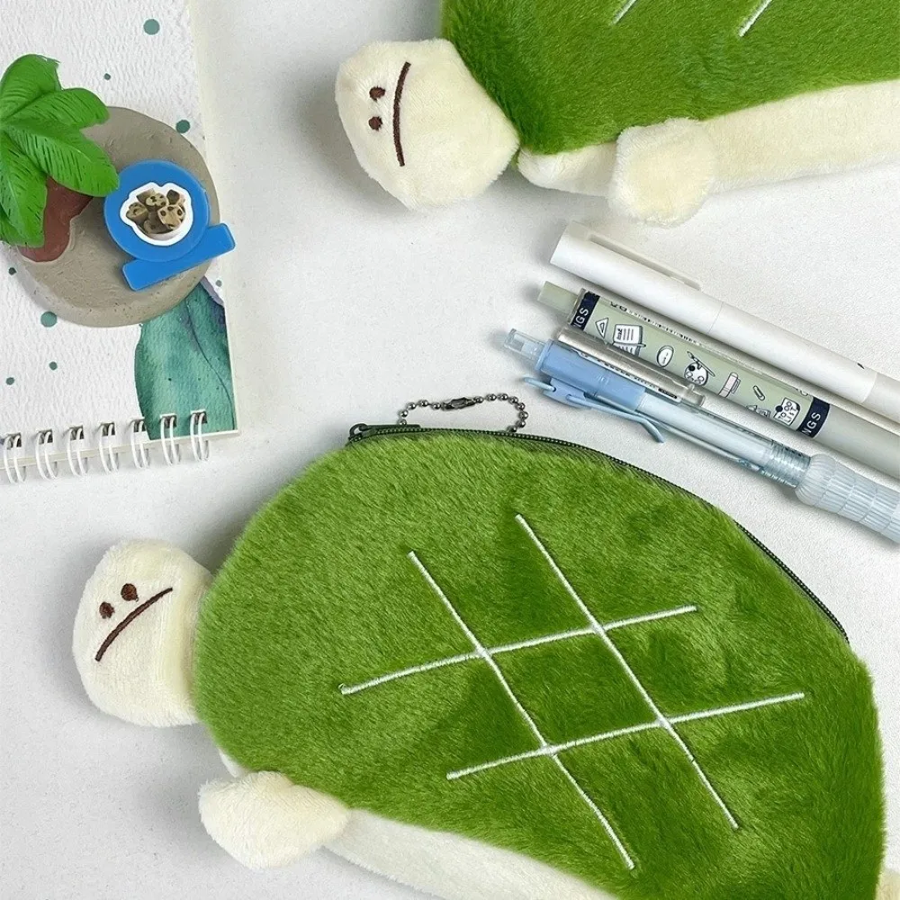 Multifunctional Zipper Closure Turtle Pencil Pouch Cartoon Portable Lipstick Earphone Bag Funny Soft Pencil Bag Office