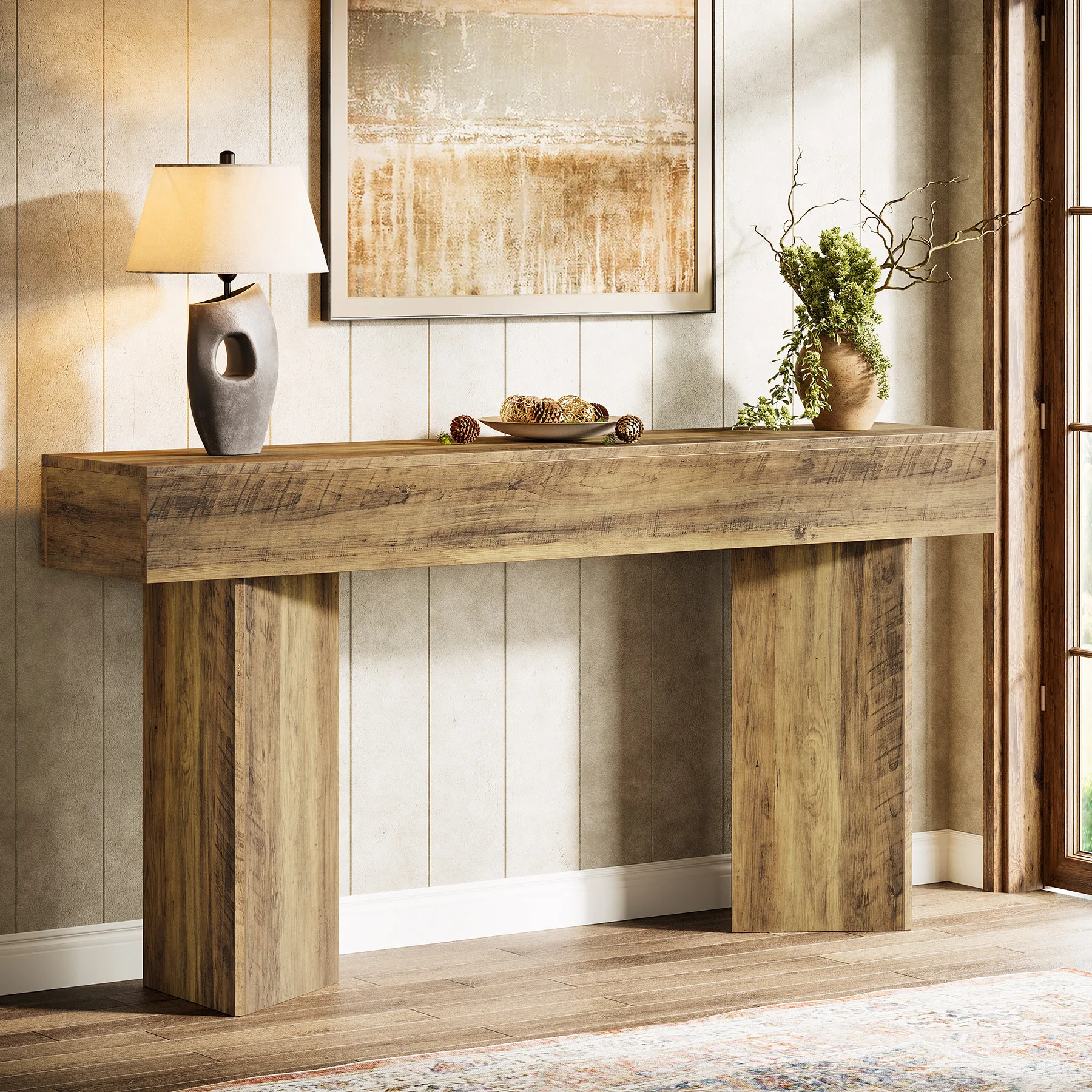 Tribesigns 63-Inch Farmhouse Console Table, Narrow Long Sofa Table Behind Couch, Wood Entry Console for Entryway