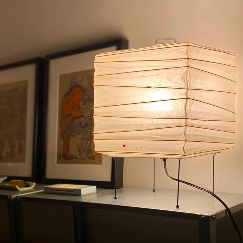 Akari 3X table lamp Japanese Design Akari Wabi-sabi Yong Printed Rice Paper Lamp Desk Light Bedroom Silent wind