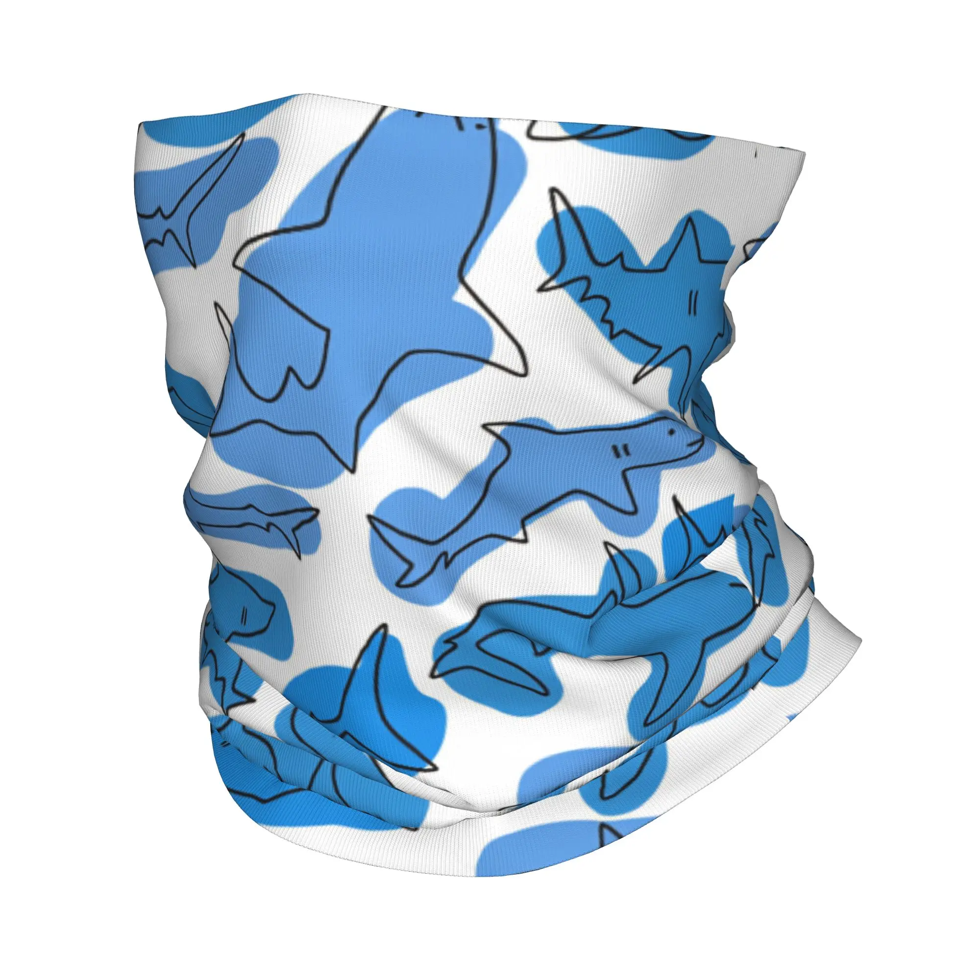 

Монохромная синяя акварельная бандана с изображением акулы, ретро-балаклава, осенняя маска для охоты, рыбалки, велосипеда, мягкая мотоциклетная маска для лица