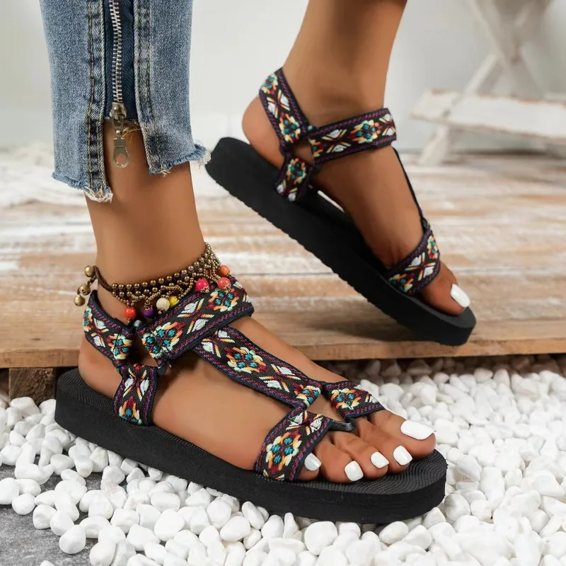 Women Flats Sandals 2024 New Summer Comfortable Fashion Wedges Sandals Lightweight Casual Outdoor Beach Sandals Shoes for Women