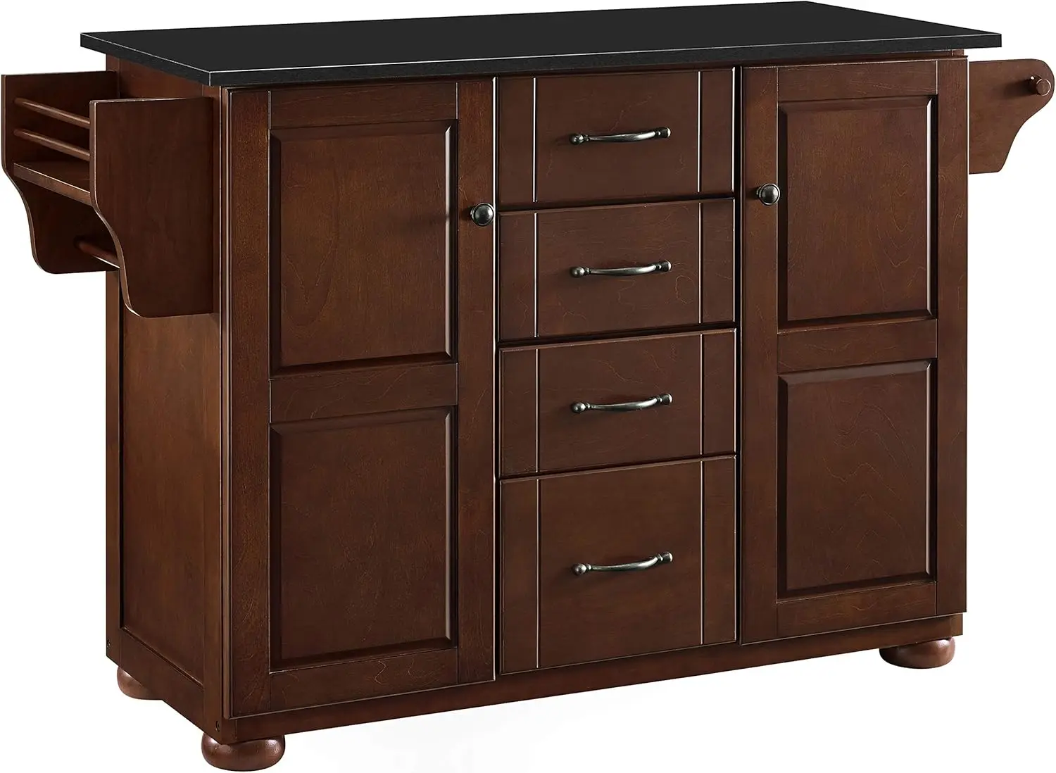 Crosley Furniture Eleanor Full Size Kitchen Cart with Solid Black Granite Top, Mahogany