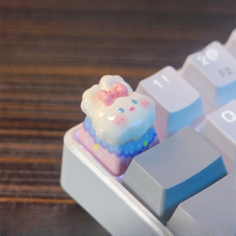 White Rabbit Keycap Cross Axis Mechanical Keyboard Universal Keycap Accessories Cartoon Animal Handmade Customized Keycap Gift