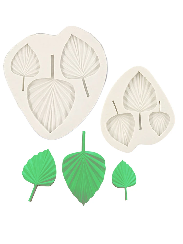 3D Folded Palm Leaves Silicone Moulds Chocolate Pastry DIY Fondant Cake Epoxy Decorative Tools Plaster Resin Moldes De Silicona