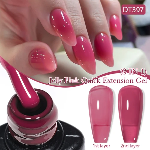Imagen 1 del producto Esmalte de uñas de Gel de extensión rápida de gelatina translúcida de 7ML 3 en 1 Gel de construcción de Color desnudo barniz semipermanente UV arte de uñas