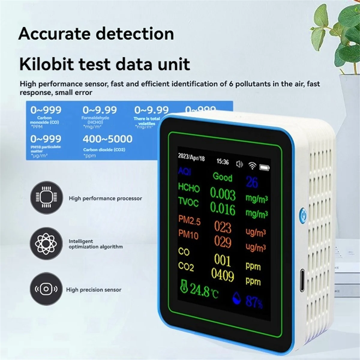 

On sale Tuya WiFi 12 in 1 Air Quality Monitor Multifunction PM2.5 AQI PM1O HCHO TVOC CO CO2 Screen Display Air Detector White