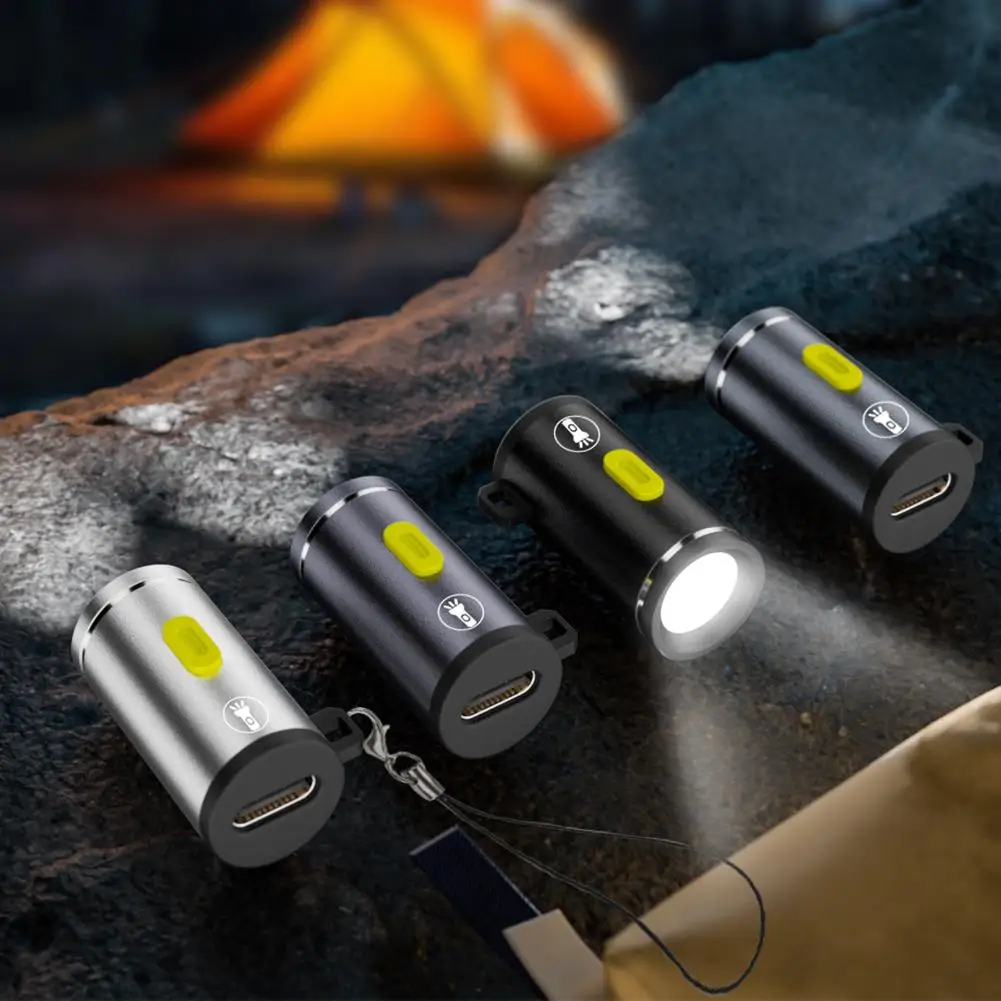 1pc Type-C LED Mini Strong Light Strong Light Pocket Hiking Outdoor Camping Keychain Portable Flashlight Torch Flashlight L J2B0