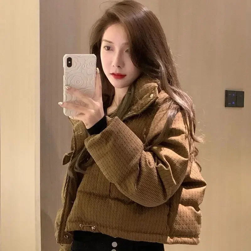 Korean Winter Puffer Jacket for Women - Thick Warm Short Coat with Drawstring, Fashion Streetwear Chaquetas