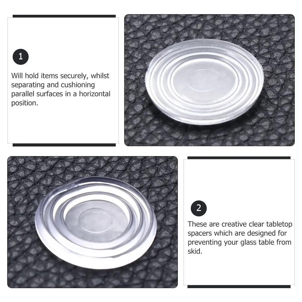 

250 Pcs Glass Table Mat Round Coffee Tea Necessity Tops Pads Double Sided Bumper Plastic Tabletop Spacers Fixing