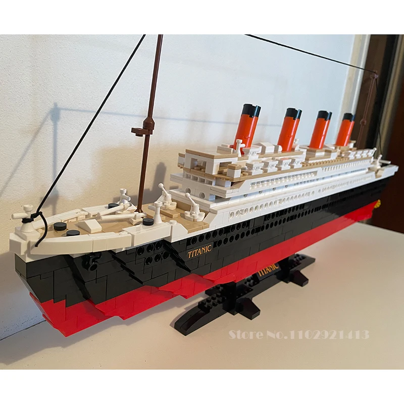 Titanic Rms łódź wycieczkowa statek miasto Model zestawy do budowania 3d bloki figurki edukacyjne Diy zabawki hobby dla dzieci cegły