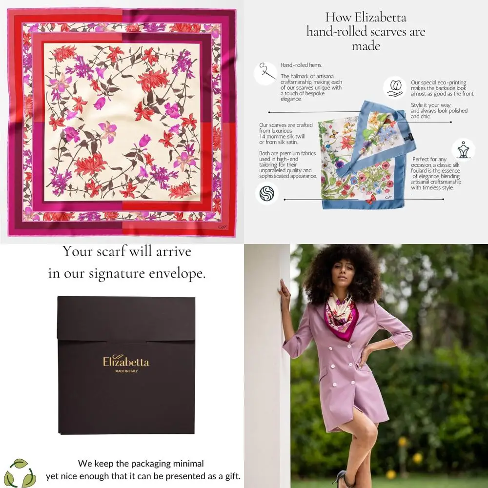 

Italian Silk Square Scarves - 100% Pure Silk, Handmade, 35 Designs, Made in Italy Long Tail Keyword