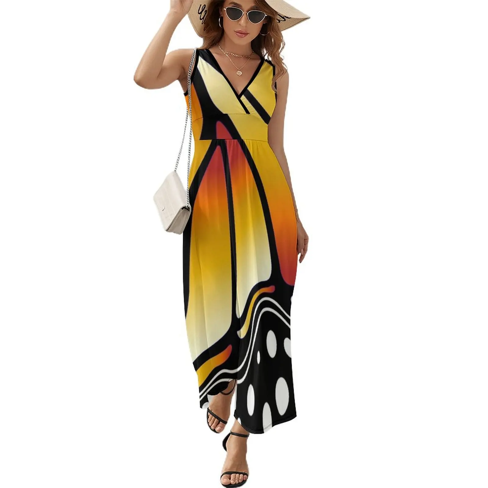 Beautiful Butterfly - Orange Sleeveless Dress loose summer dress clothing women summer 2024 Women's summer dress