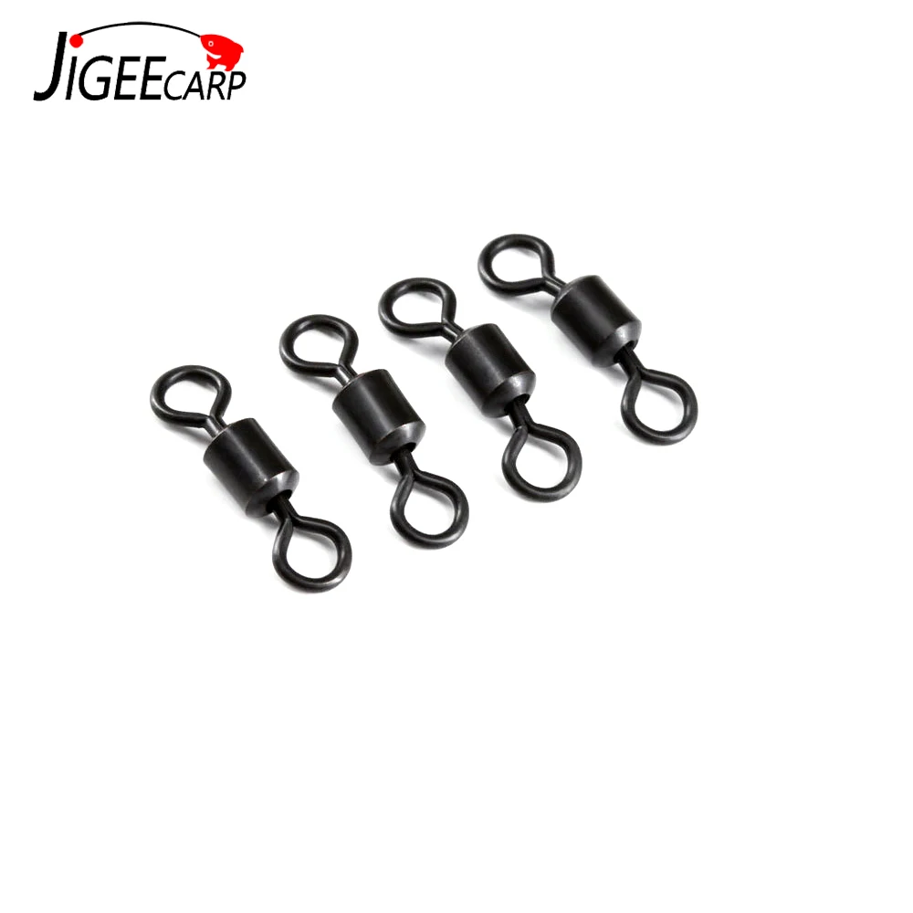 Jigeecarp 30pcs Matt Black Carp Fishing Micro Rig Swivels for Ronnie Rig D-Rig Chod&Hinged Stiff Rigs Fishing Terminal Accessory