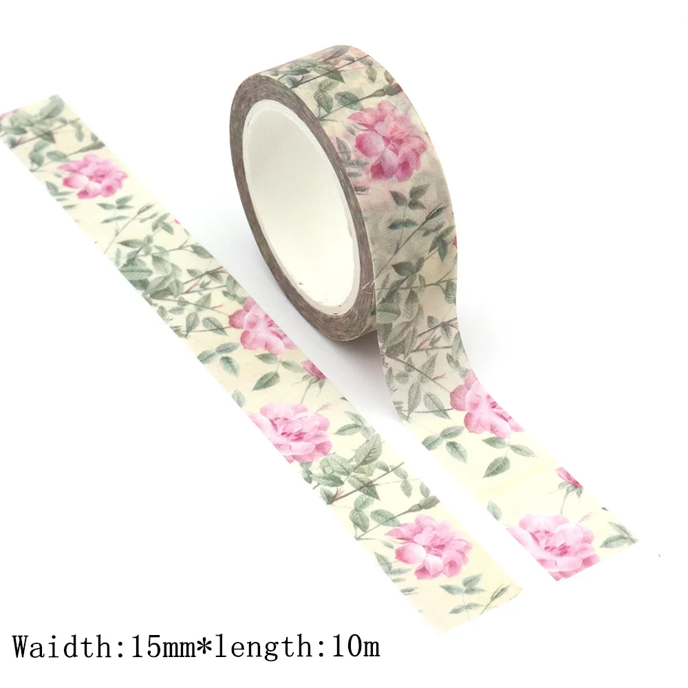 1PC 15mm * 10m Fita Floral Do Vintage Washi DIY Scrapbooking Papel Álbum de Fotos Adesivo Papelaria Fita Adesiva Adesivos