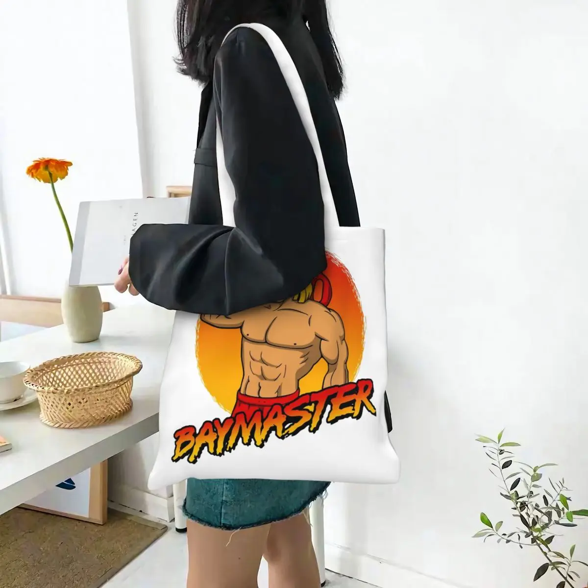 Parody Funny He-man Heman Merch Canvas Tote Bag for Women Simple style Master Of Universe He Man Casual Bags Handbang