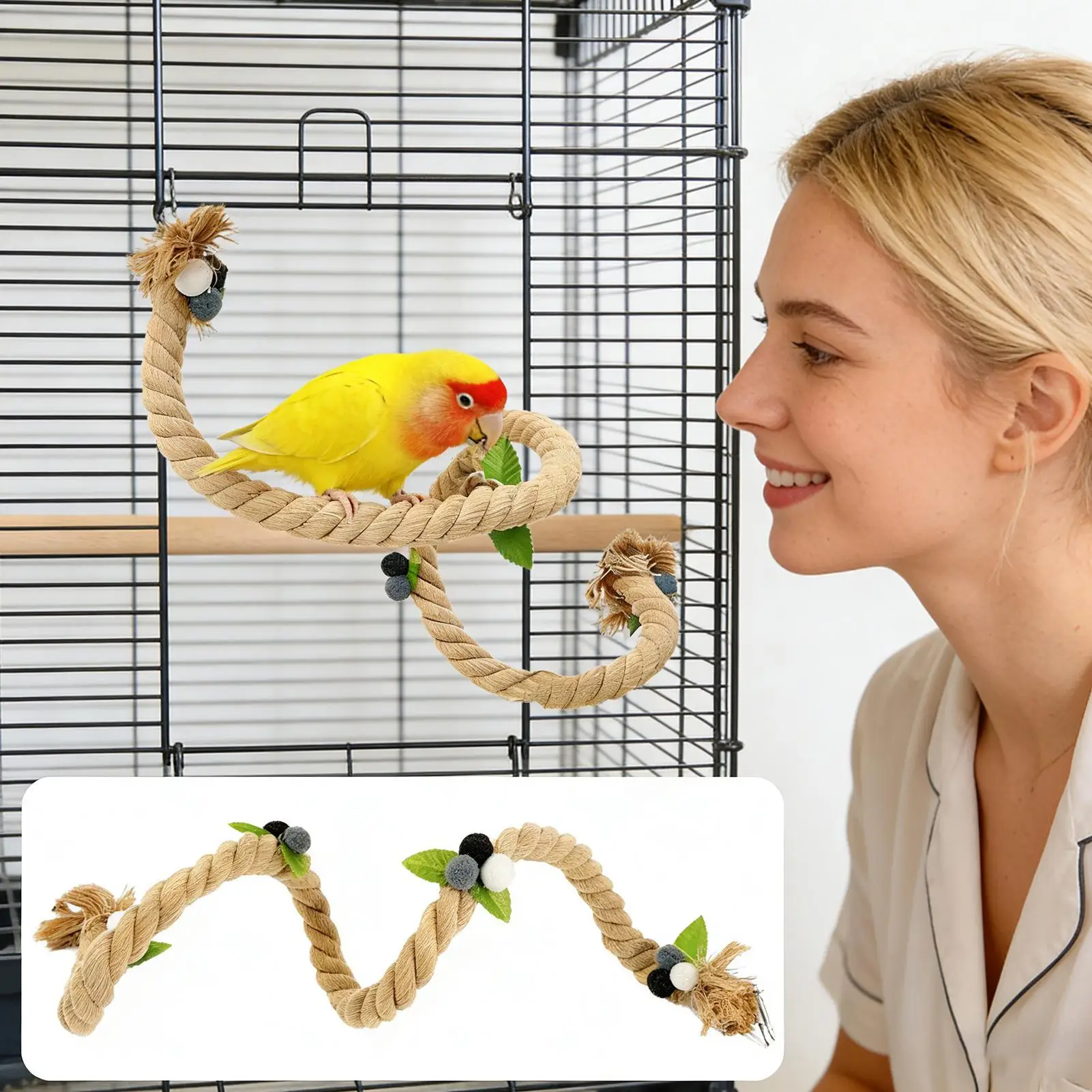 Perchas de periquito, soporte de escalada, juego para morder, perca de cacatúa para pierna, periquito muscular, Lovebird, decoración de jaula antiestrés para aburrimiento