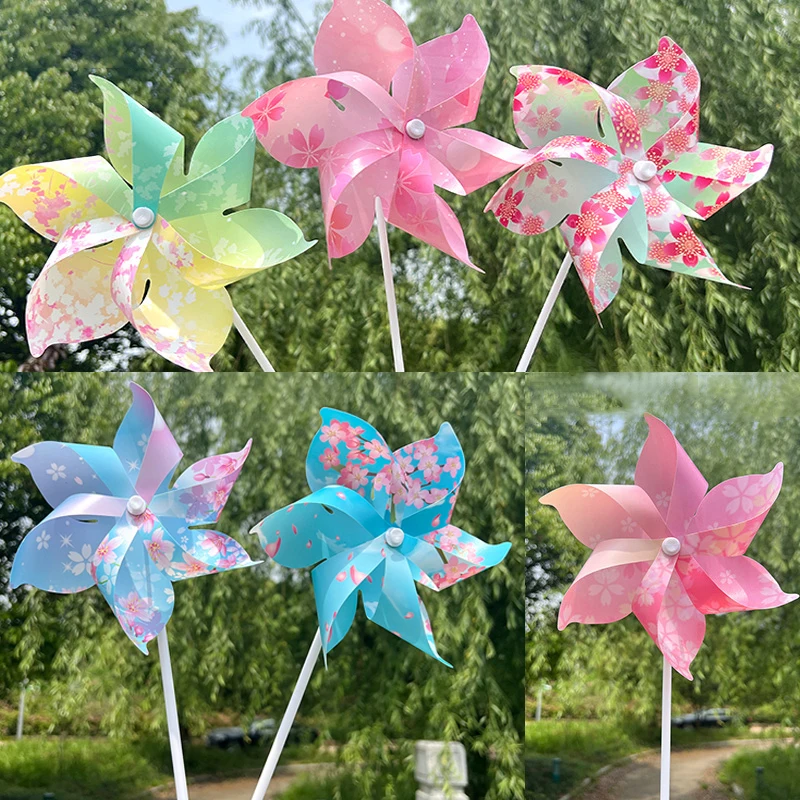 New「Random 1PC Rotating Colorful Flower Windmill Kids Pinwheels Toy Outdoor Toys Party DIY Bulk Garden Decor」