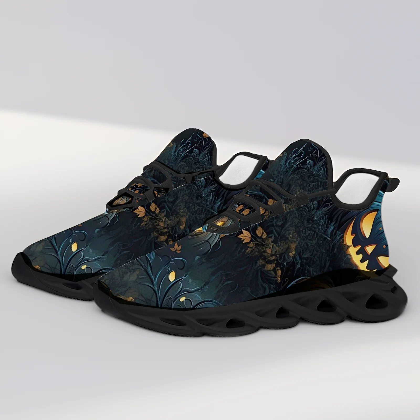 

Customized Halloween pumpkin lantern casual sneakers men's and women's running shoes lightweight mesh shoes