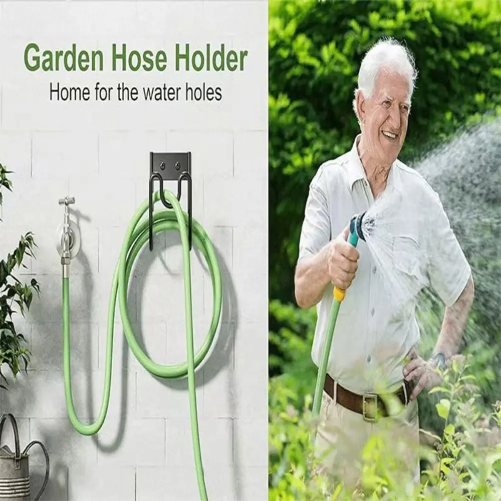 Iron Metal Garden Hose Hanger Wall Mounted Easy Installation Garden Water Pipe Hook Water Hose Rack Outdoor Storage
