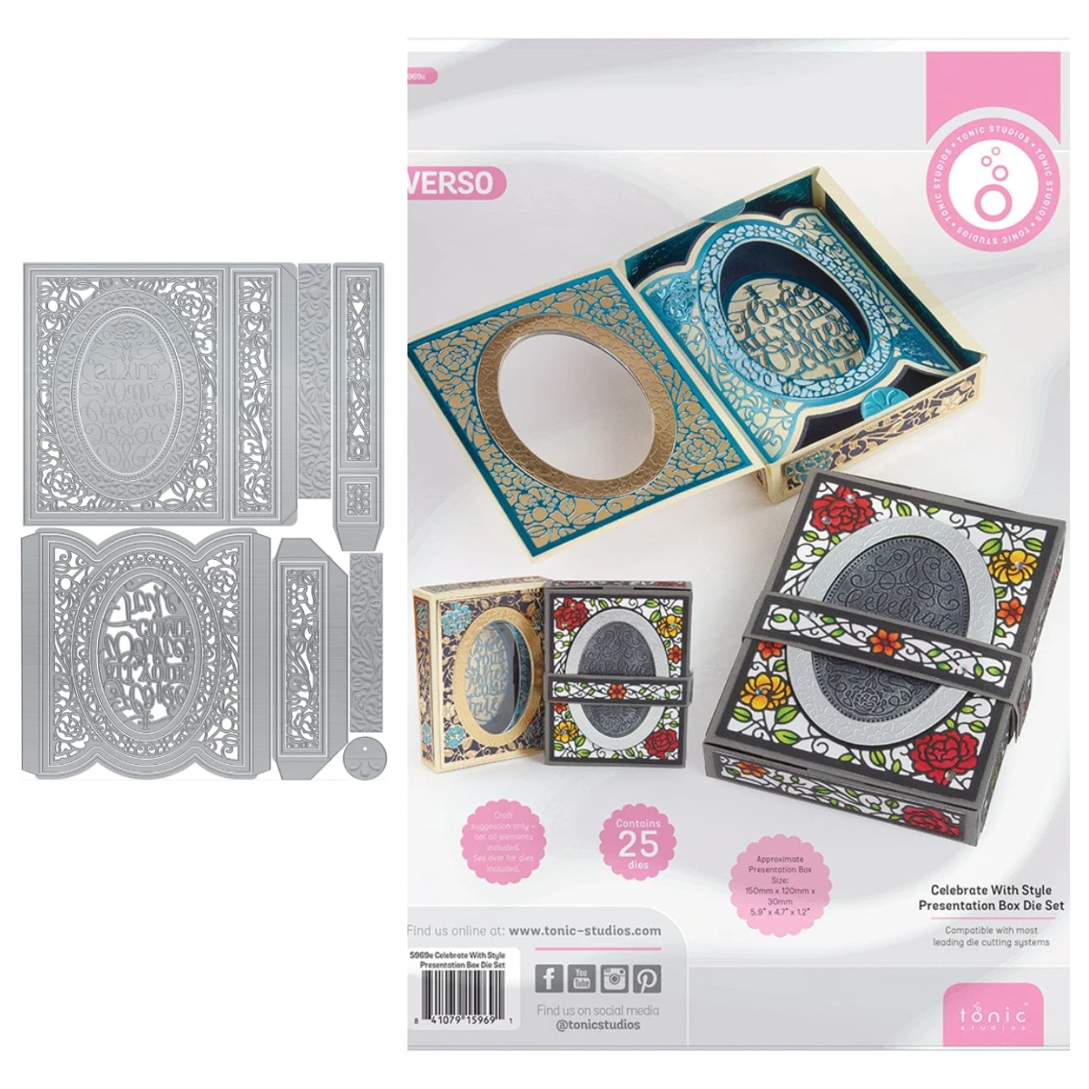 

2025 New Tonic Metal Cutting Dies Celebrate with Style Presentation Box Dies Cut DIY Holiday Greeting Card Scrapbooking Handmade