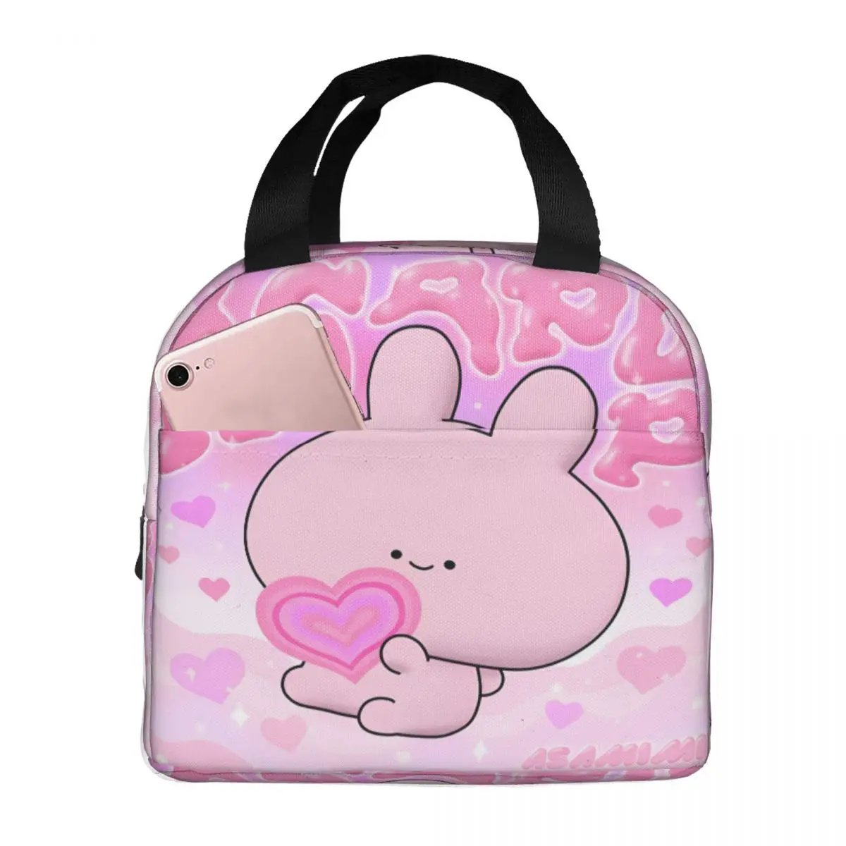 Asamimichaan Asleep Cartoon Insulated Lunch Bags High Capacity Cute Asamimi Lunch Container Thermal Bag Lunch Box Tote College