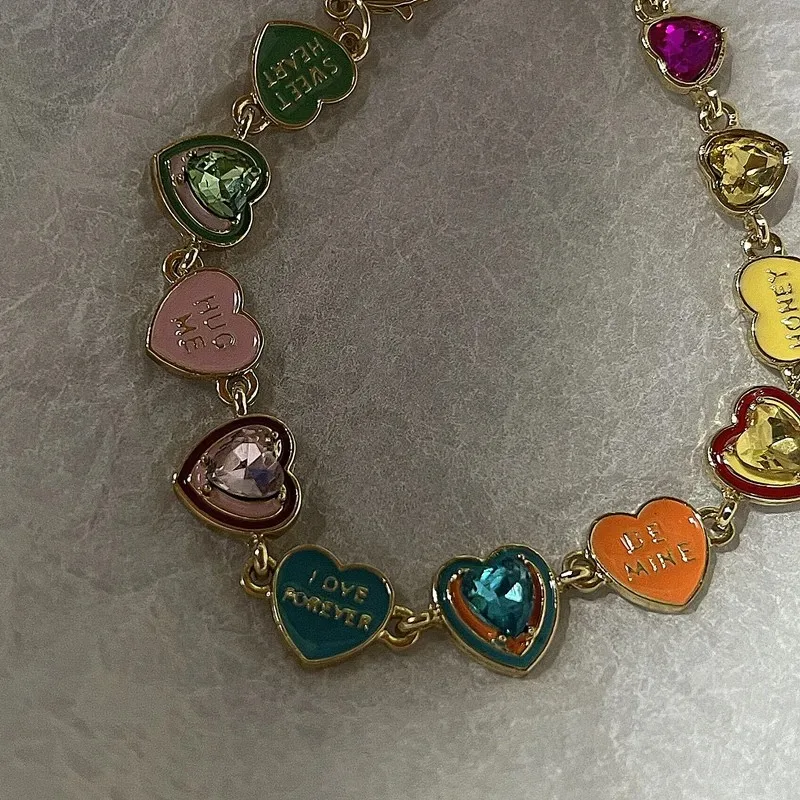 Fashion Color Love Drop Oil Enamel Bracelet Female INS New Design Cute Heart Candy Color Bracelet image 5