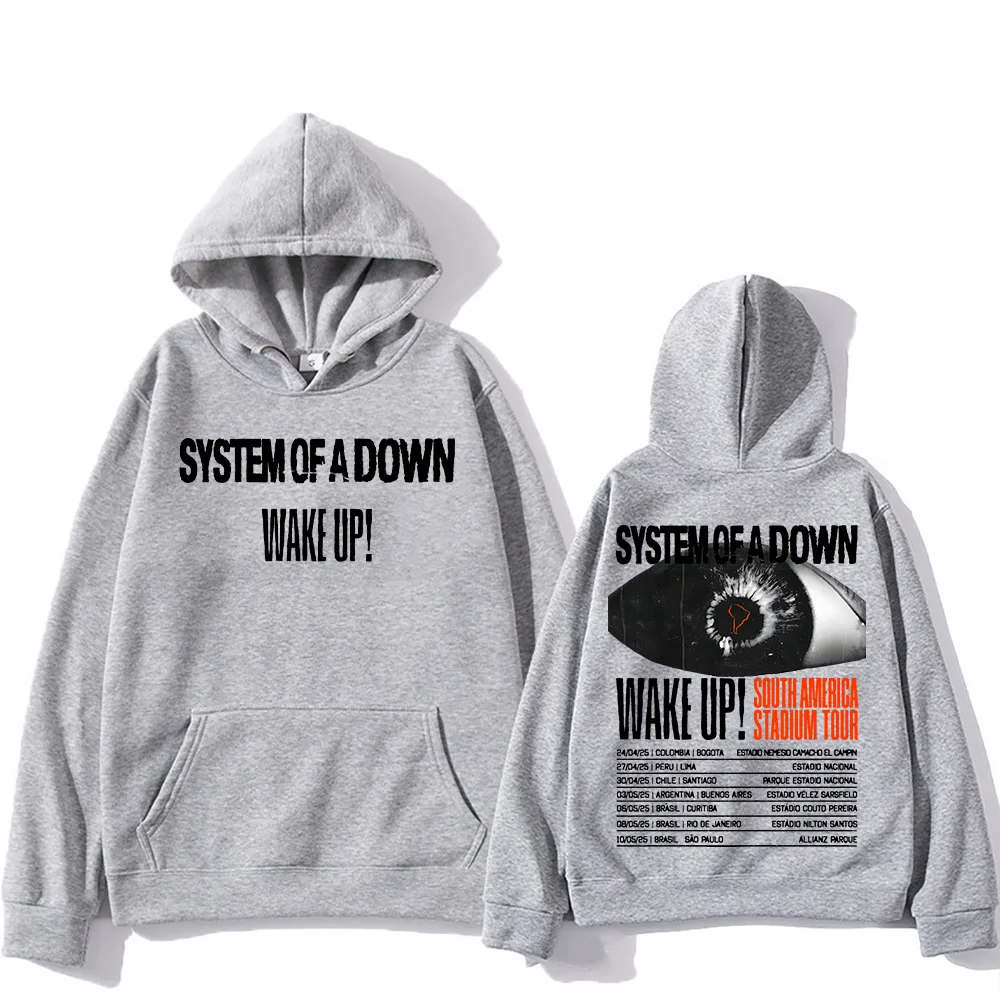 System-of A Down Band Hoodies Wake Up South America Stadium Tour 2025 Pullovers Heavy Metal Trends Sweatshirts Unisex Hoody