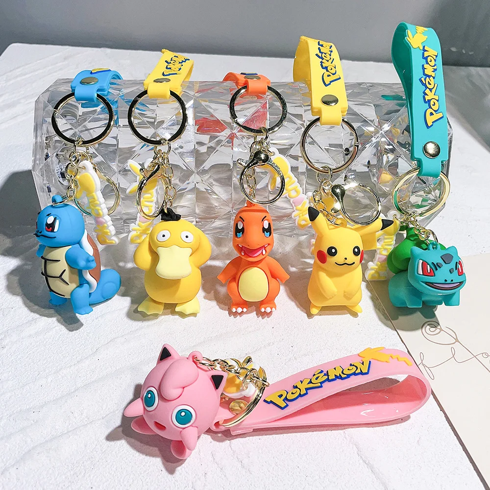 

Pokemon Keychain Anime Figures Pikachu Cartoon Key Chain Charmander Psyduck Fashion Bag Keyring Pendant Accessories Toy Kid Gift