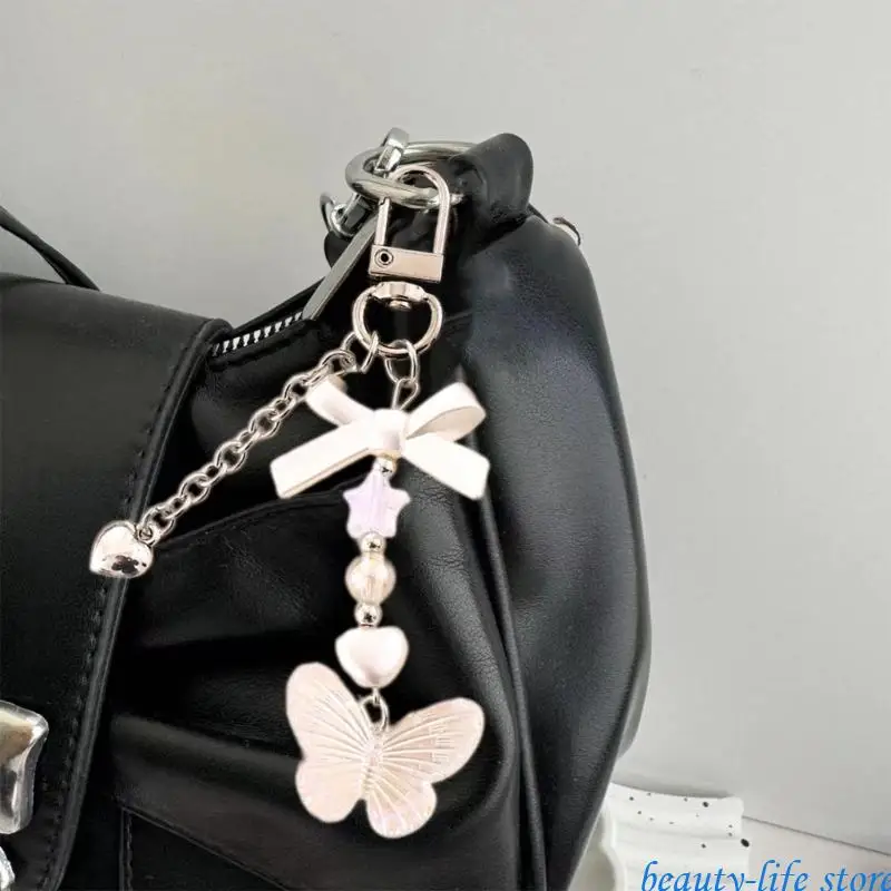 

Aesthetic Keychain Charms,Bows Bag Charm Pendant Heart Bows Keychains Charms 517D