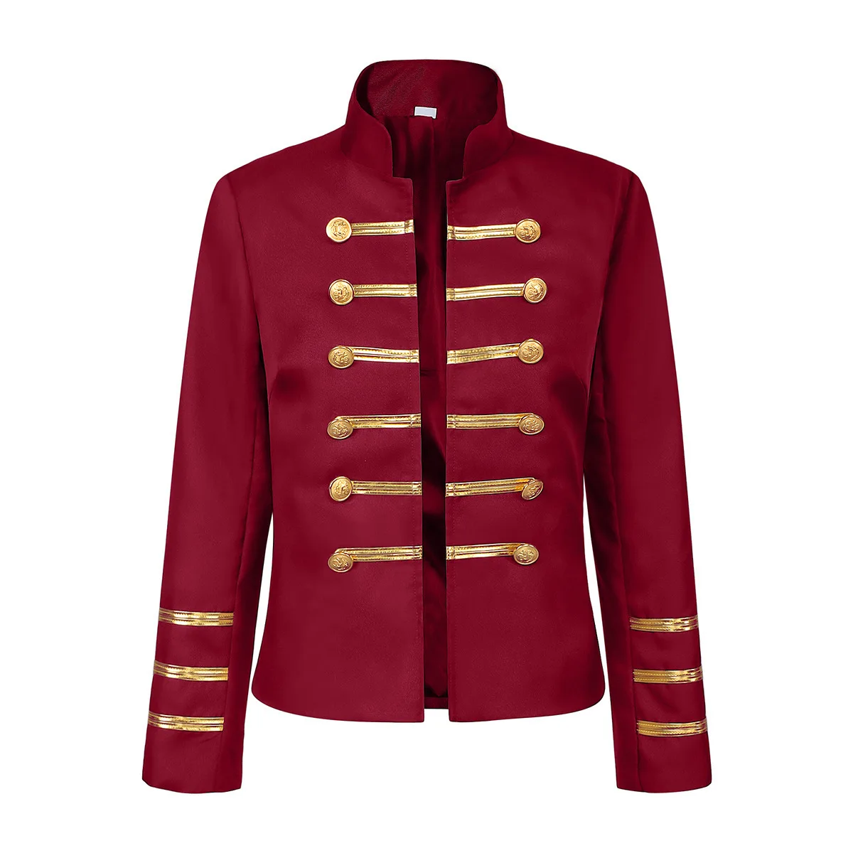 Medieval Court Style Double Breasted Retro Stand Up Collar Jacket Women's Military Drums Honor Guards Stage Performance Coat view 2