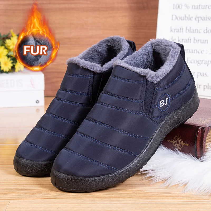 Warm Men's Boots Snow Plus Size Winter Boots For Men Fur Shoes For Men Unisex Ankle Boots Waterproof Work Shoes Footwear