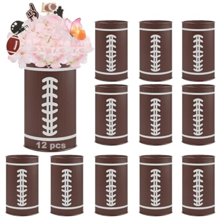 

Металлическая ваза-футбольный мяч для декора стола, подставка для ручек и столовых приборов, ваза в форме мяча для регби, оцинкованная.