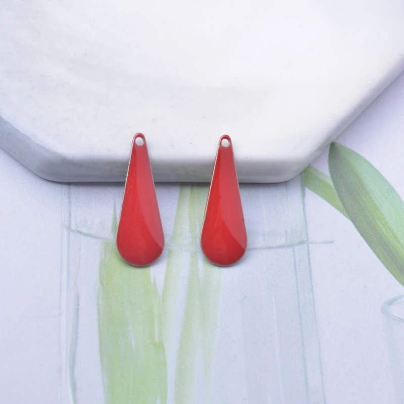 30 Stück Kupfer-Emaille Wassertropfen-Anhänger Beidseitig Emailliert Anhänger DIY Schmuck Ohrring Herstellung – Detail 10