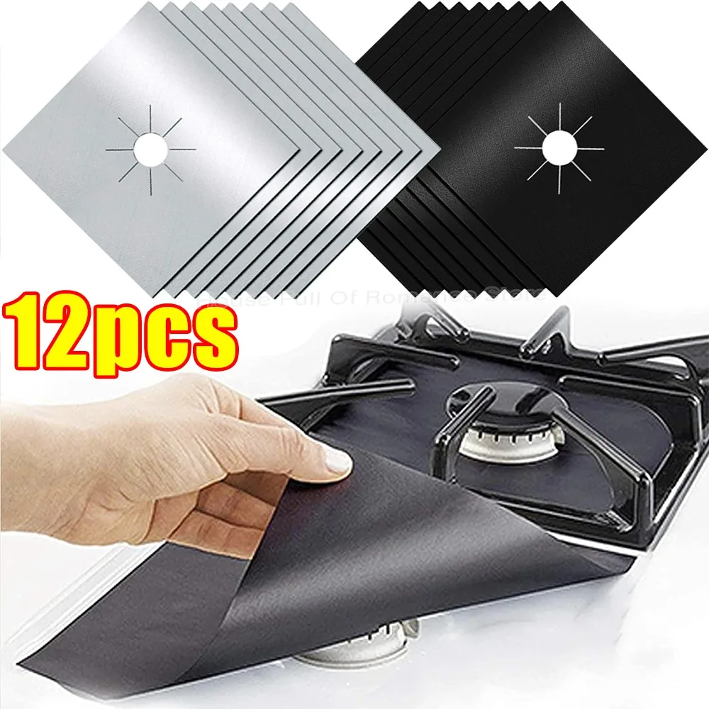 Cubiertas para quemadores de estufa de Gas, almohadillas protectoras cuadradas resistentes al calor y al aceite, reutilizables, revestimiento antiadherente para estufa, herramientas de cocina