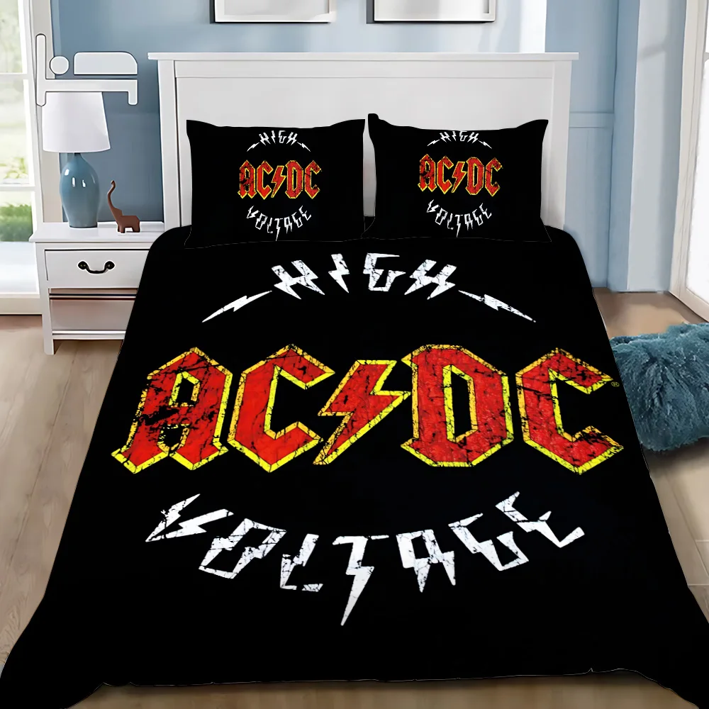 Duvet Cover Pillowcase Bedding Set Rock Band A-ACDC Adult Boy Girl Bedroom Decoration Children Gift Single Double Large Size