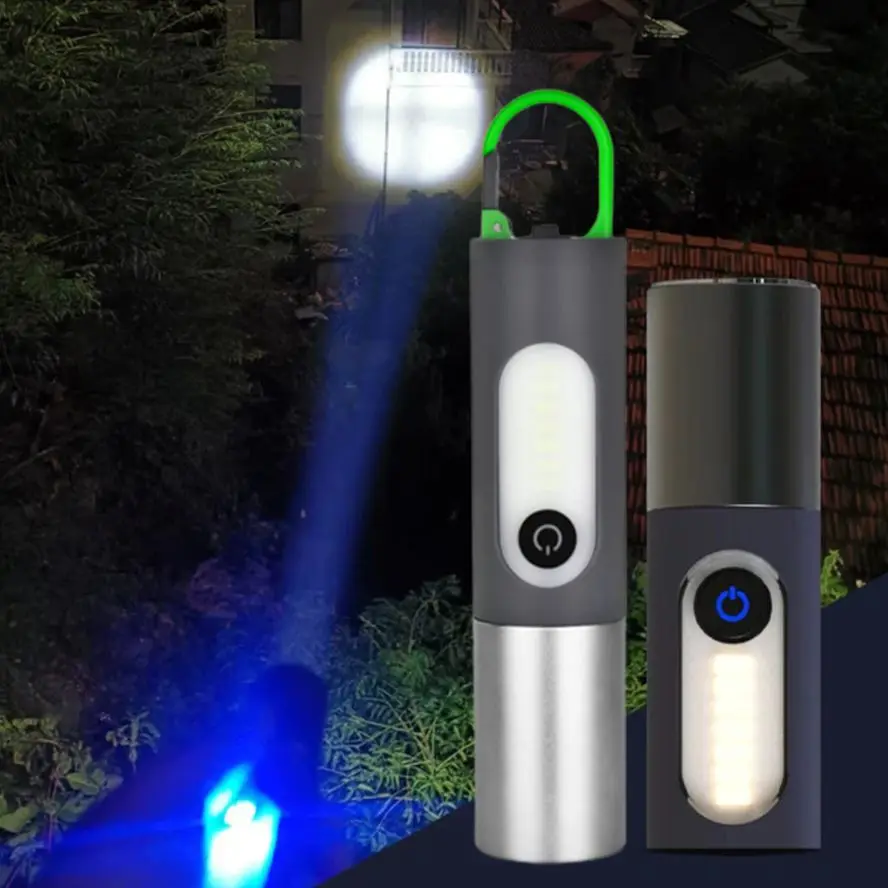 Zoomable LED Flashlight With Press-Type Hook Emergency Rechargeable Searchlights For Outdoor Indoor Flashlight Outdoor Tools