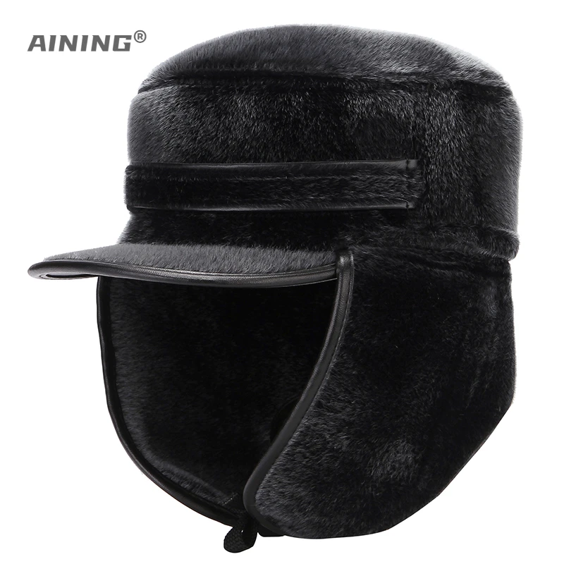 Lei Feng Hat Men\'s Winter Thickened Military Hat Outdoor Warmth Dual Purpose Ear Protection Cold Proof Woolen Flat Top Hat