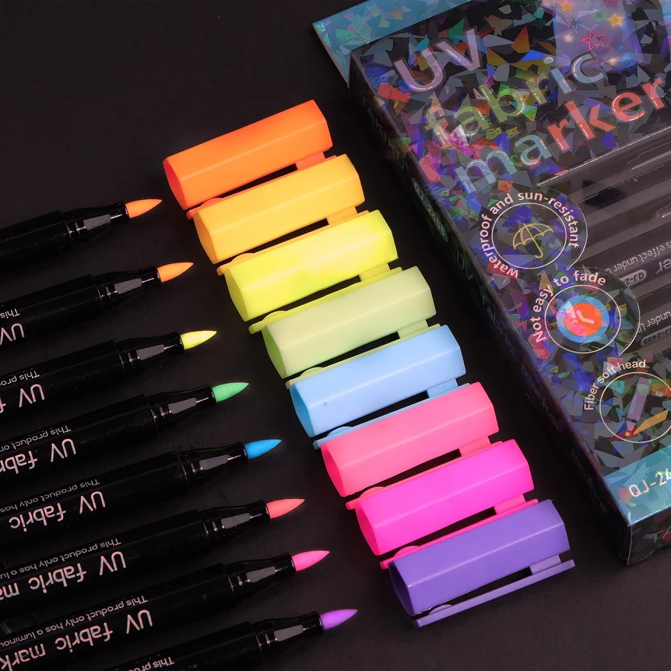UV-reflektierender Ködermarker, 8 Farben, fluoreszierender Farbstift, DIY, individuelle weiche und harte Köder, Angelhaken, Pailletten, Kleidung, Graffiti-Stift – Detail 2