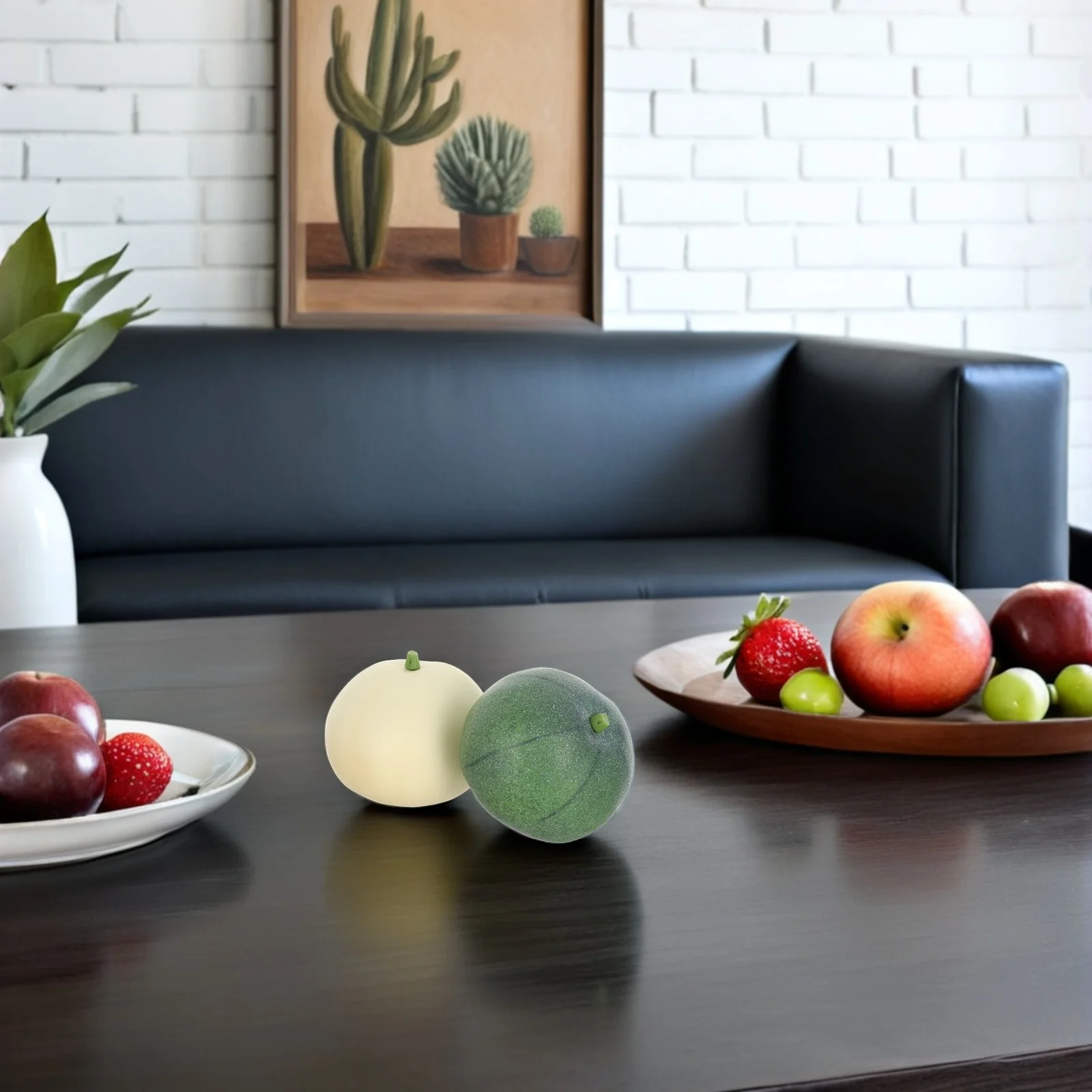 

2pcs Realistic Artificial Melon s Faux Fruit Decorations Simulation Food Props For Photography Home Display Lifelike Fake