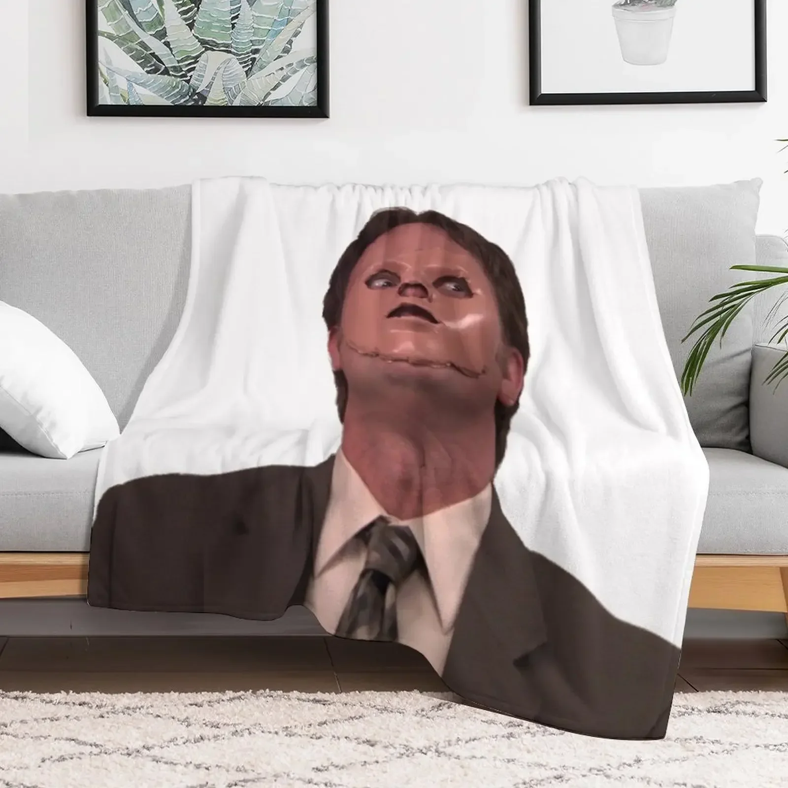 Dwight Schrute - Skin Mask Throw Blanket Hair Soft Plush Plaid for sofa Single Blankets