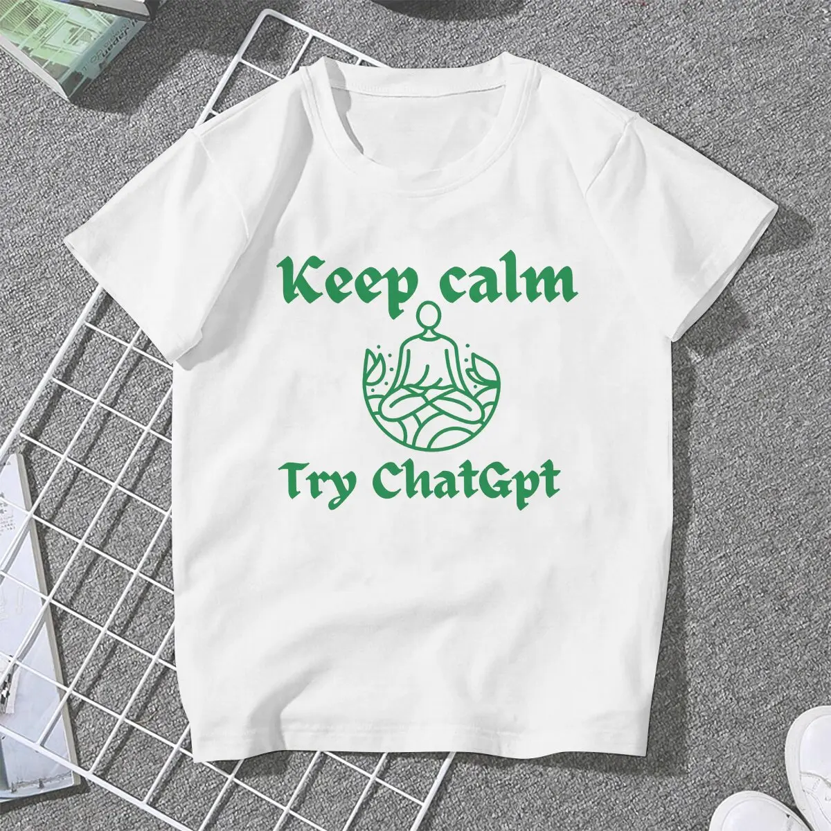 ChatGPT Keep Calm Yoga T Shirt Graphic Women's Tees Summer Harajuku O-Neck Polyester TShirt