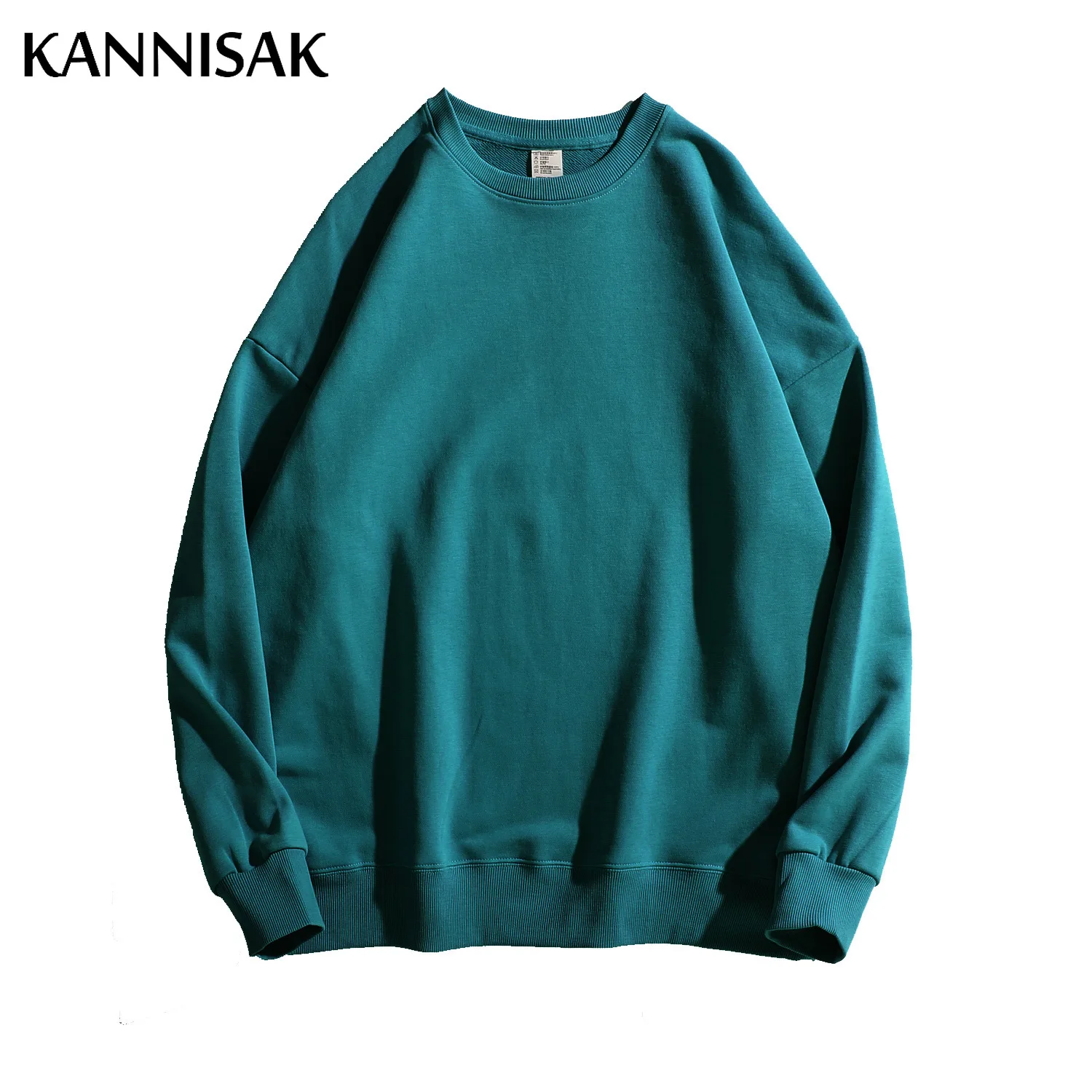 KANNISAK Oversize Sweatshirts Women 2022 Spring Autumn 100% Cotton Solid Harajuku Style Couple Pullovers Japanese Streetwear