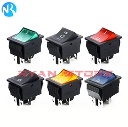 5PCS KCD4 Boat Type Small Warped Rocker Button Switch Power 4Pin 6Pin With Light 16A AC250V 20A 125V Self-Locking/Resetting