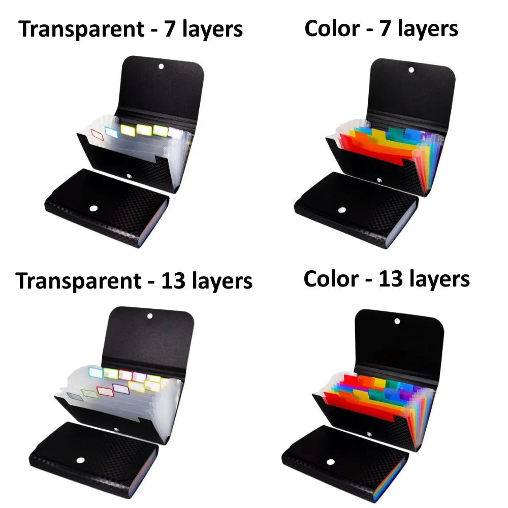7&13 Grids File Folder Organ Bag Expanding Document Bag Bill Receipt File Sorting Organizer Waterproof File Organizer Binder