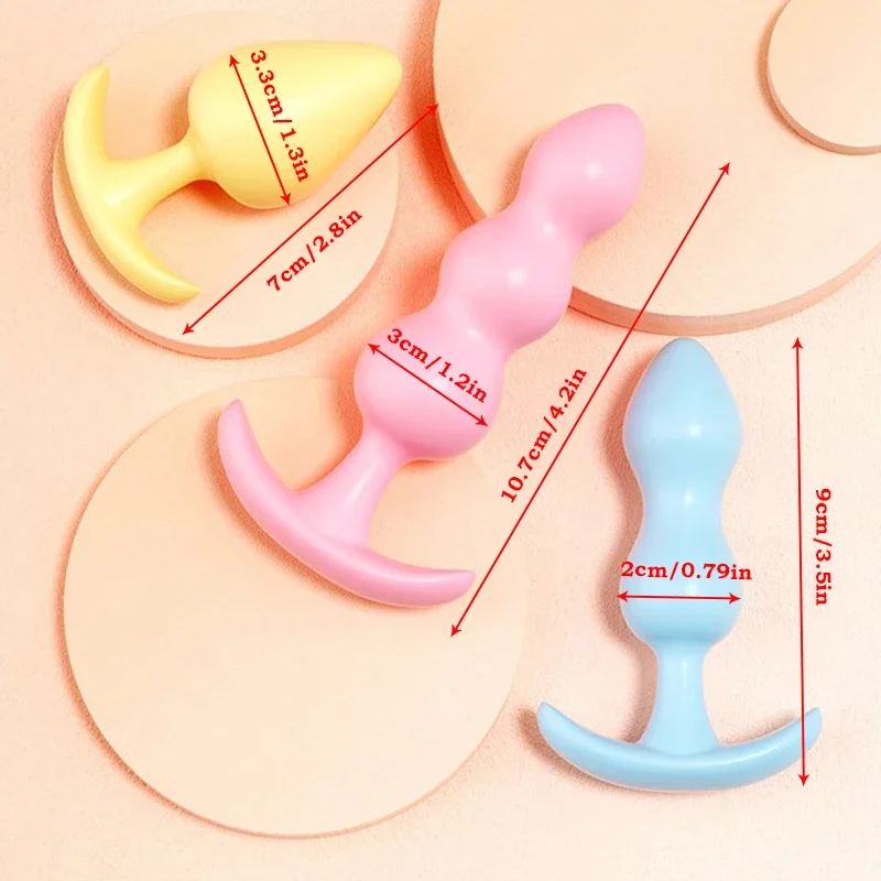 3pc/Set Soft Silicone Anal Plugs Beginner  Anal Stimulator Trainer Sex Play Toy