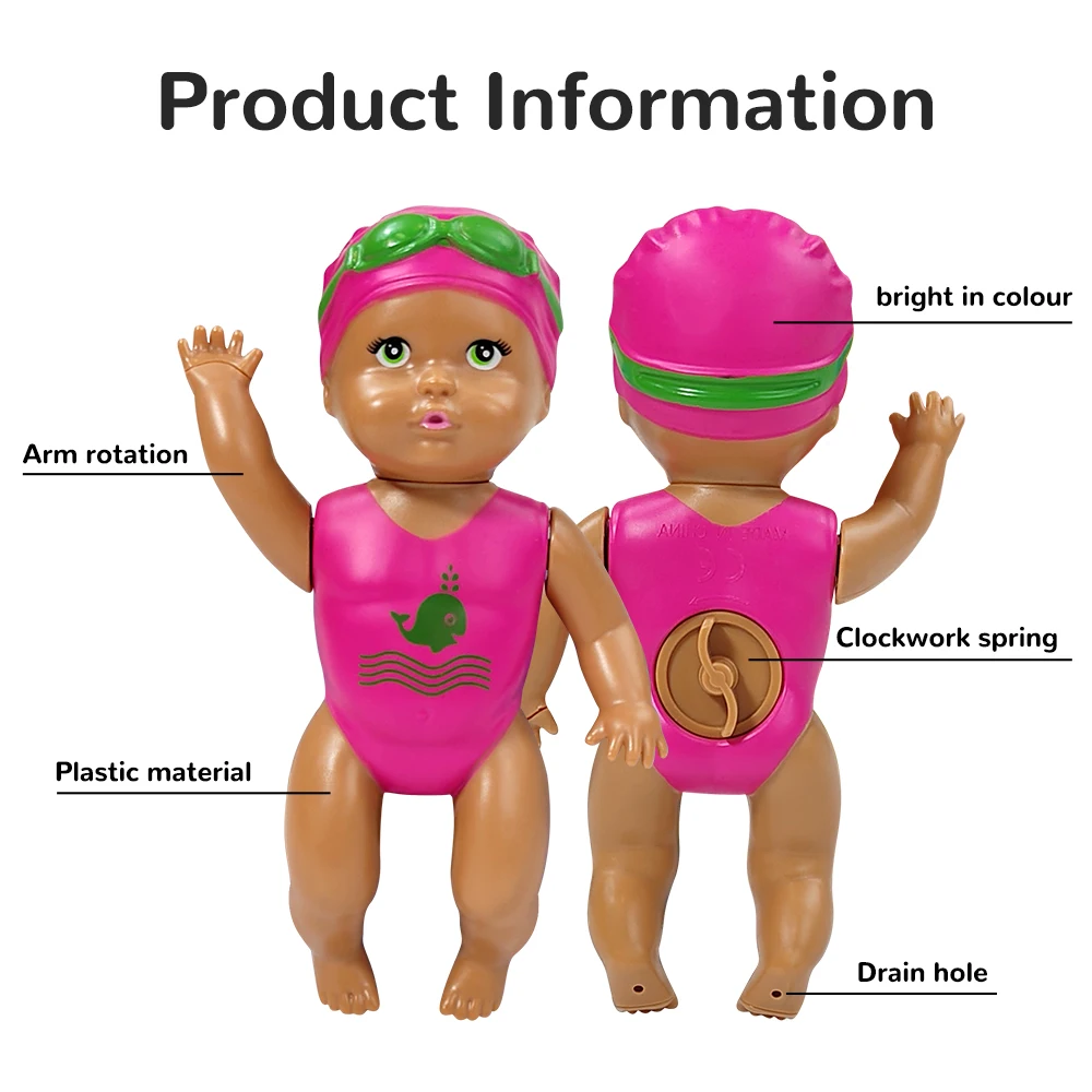 Simulated backstroke floating swimming doll, wound up swimming doll, suitable for playing in the water of the swimming pool, int