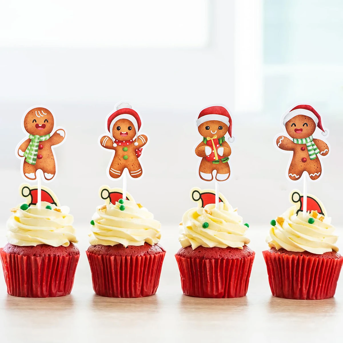 Christmas Gingerbread Man Cake Insert Navidad Natal Noel Ornament Merry Christmas Party Decorations For Home 2024 New Year 2025