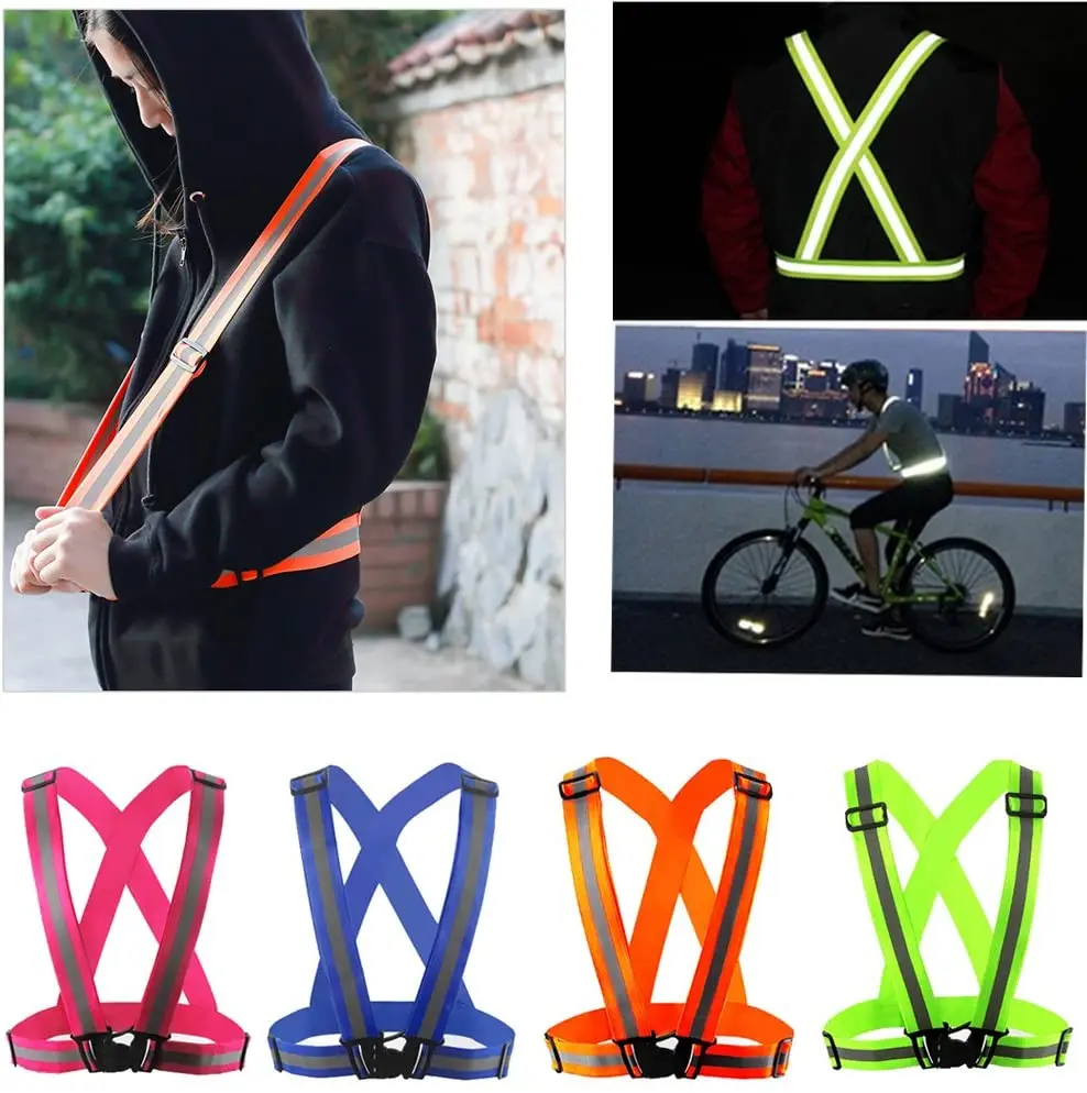 New Highlight Reflective Straps Night Running Riding Clothing Vest Adjustable Safety Vest Elastic Band For Adults And Children