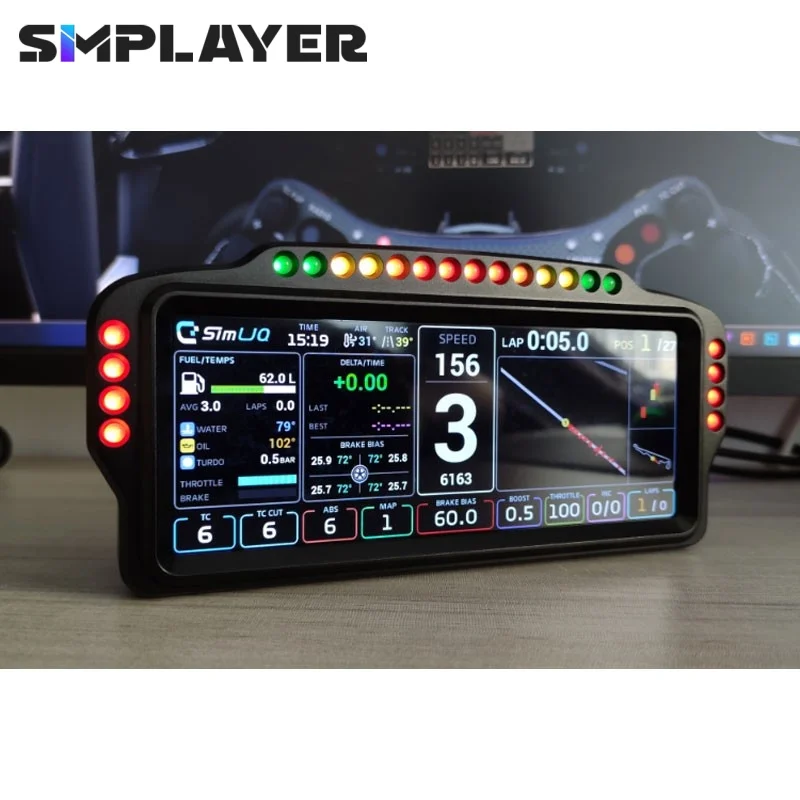 

Simplayer SimLJQ Racing Game Simulator Dashboard 21:9 Wide Screen 7-inch 1280x480 IPS 22PCS RGB LED Support for SIMHUB